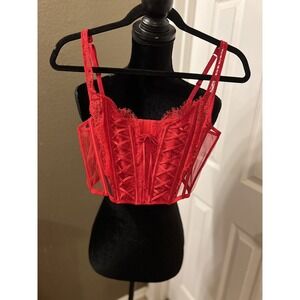 Vintage Y2K Victoria's Secret Dream Angels Red Corset Top Size Medium